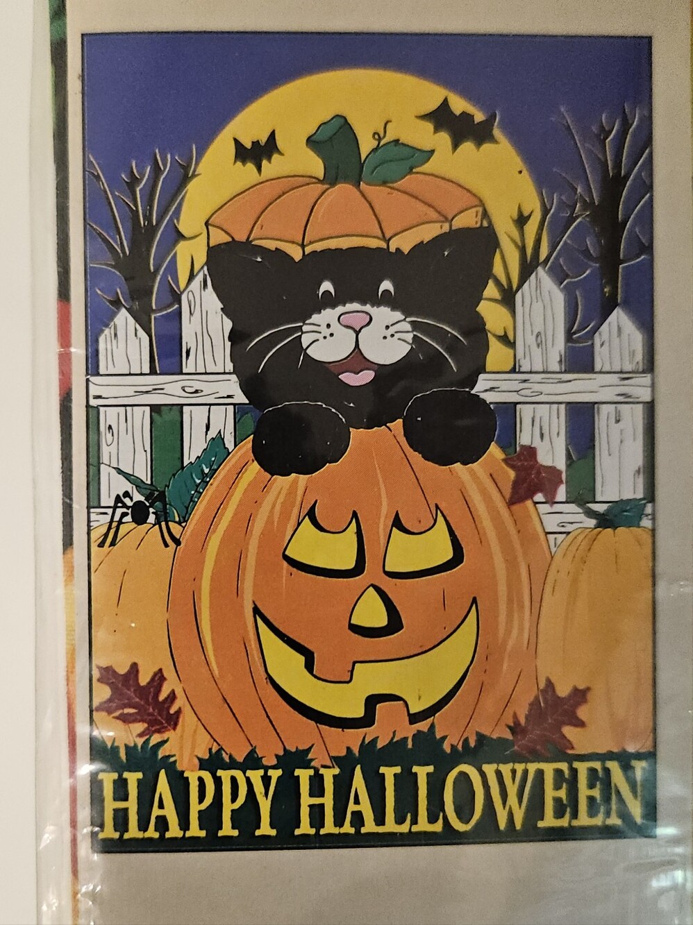 Halloween Cat In Pumpkin Large Size Pole Flag